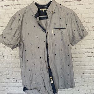 Men’s skull and scissors linen shirt